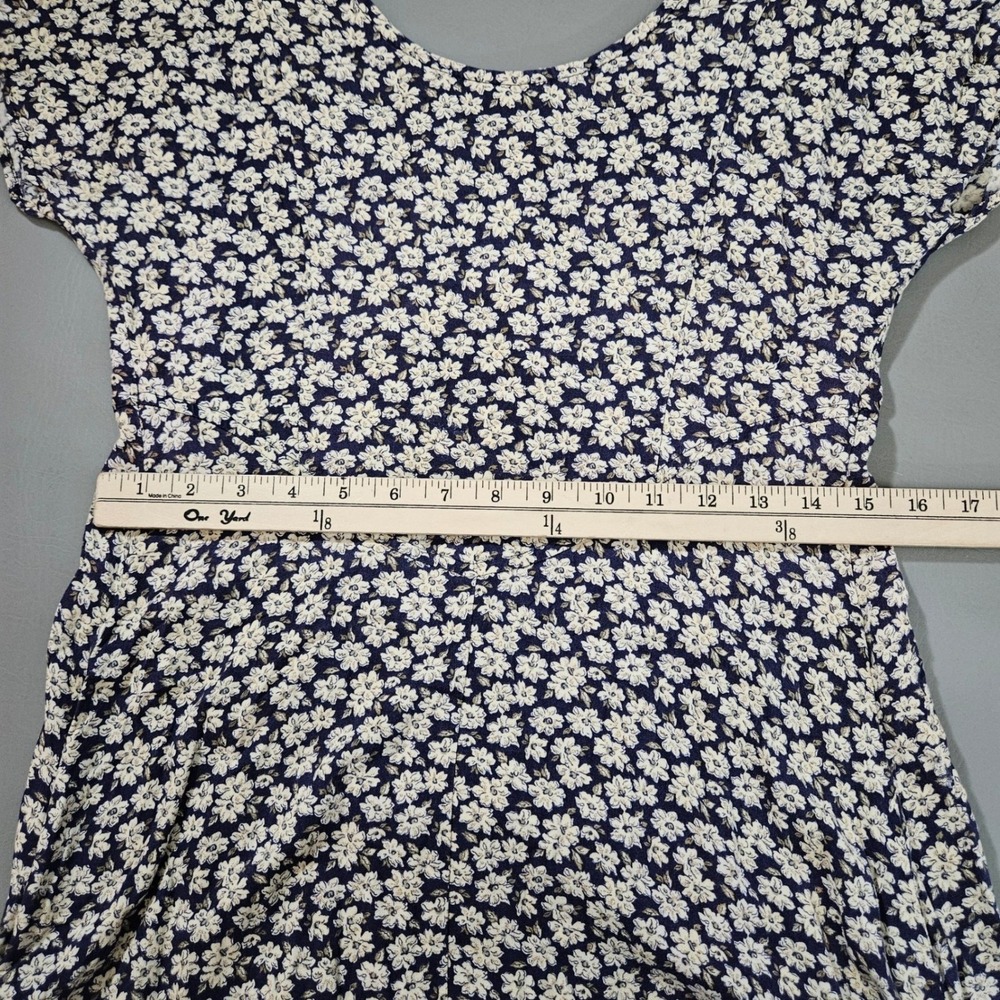 Vintage All That Jazz Navy Blue Floral Daisy Midi Dress 9 / 10 90s USA Grunge - Picture 7 of 10